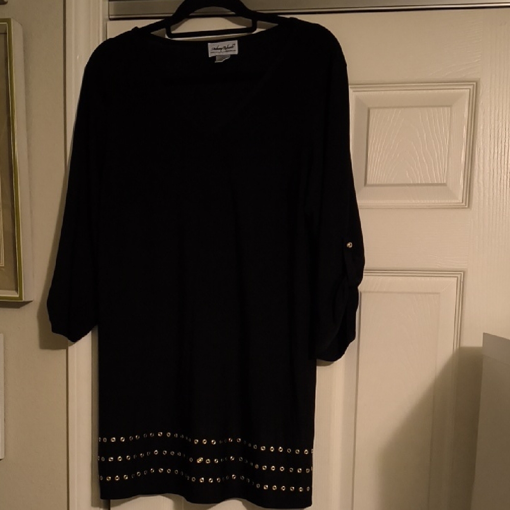 Anthony Richards Black Studded 3/4 Sleeve Tunic Top